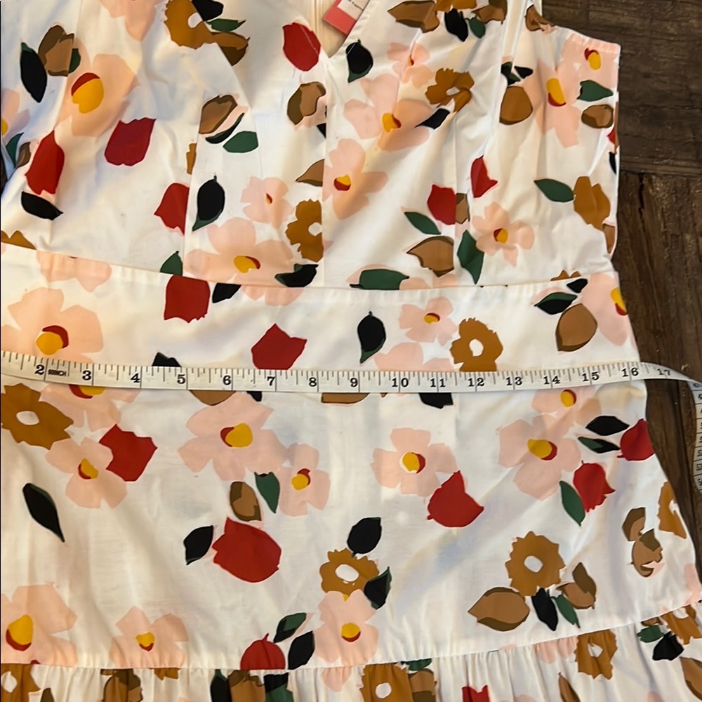 kate spade White Floral Midi Dress with Red and Mustard Accents - Picture 4 of 6
